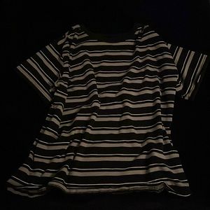 alt/grunge/oversized striped tee, gray, white, and black :)
